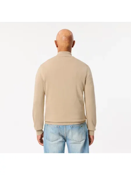Lacoste Monochromatyczny Sweter Z Wysokim Kołnierzem I Zamkiem Błyskawicznym czarny