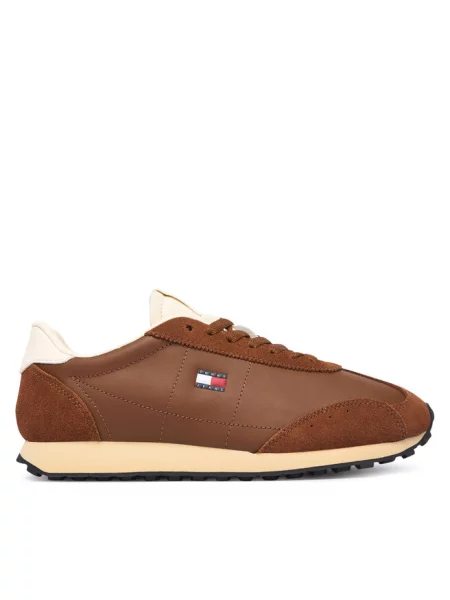 Tommy Jeans Sneakersy Retro Runner Archive Ltr brązowy