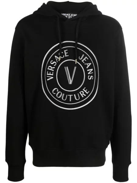 Hanorac cu glugă Versace Jeans Couture cu autograf cu cordon negru