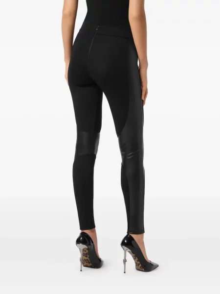Leggings Philipp Plein din piele negru