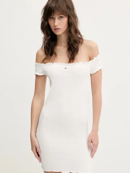 Tommy Jeans sukienka mini dopasowana biały