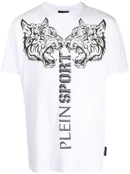 Tricou Plein Sport cu imagine cu dungi de tigru alb