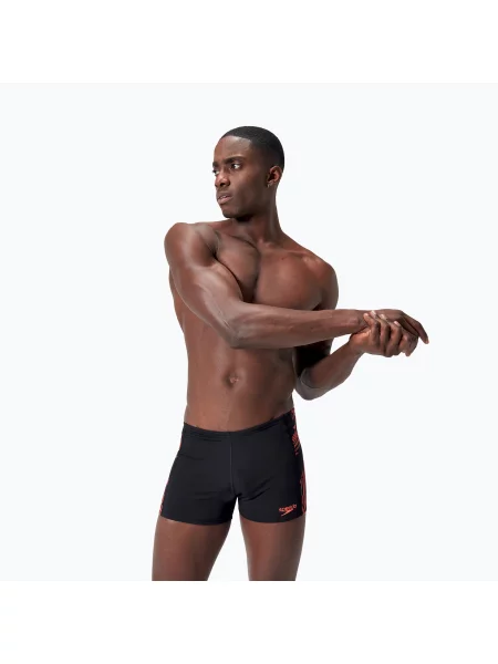 Мъжки боксерки за плуване Speedo Tech Panel Aquashort black/siren red/usa charcoal черно