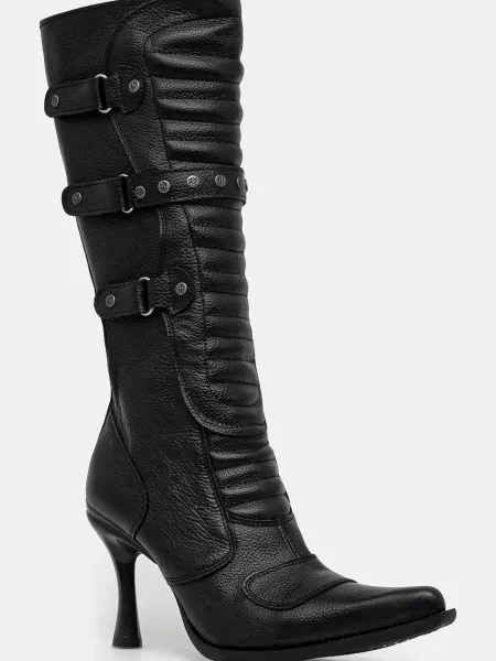 VETEMENTS ghete de piele Biker Boots femei cu cui negru