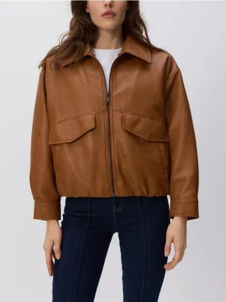 Reserved Куртка зі штучної шкіри золотисто-коричневий коричнева