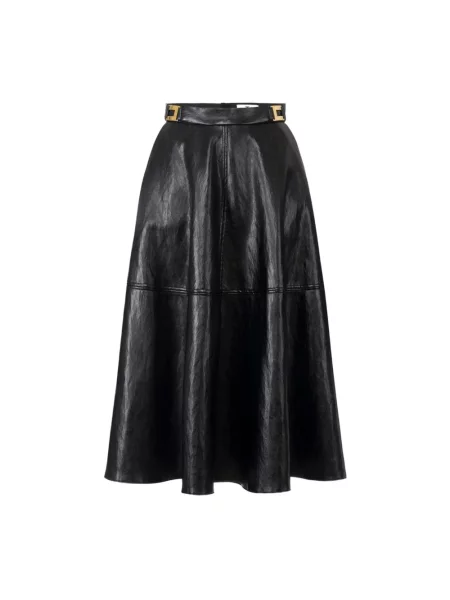 Spódnica skórzana Elisabetta Franchi z autografem czarna