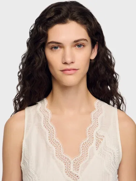 Лляна спідниця Sandro біла