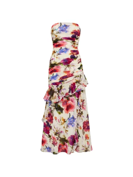 Rochie maxi Nicholas cu volane alb