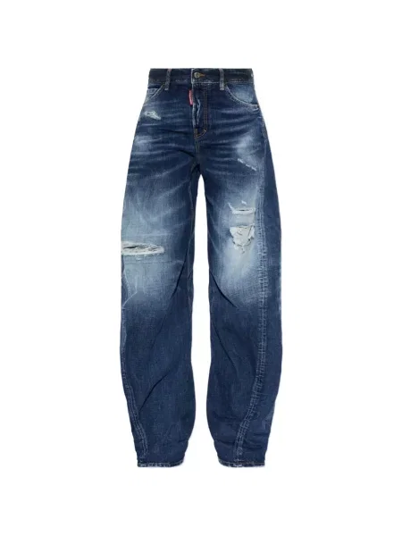 Blugi cu picior larg Dsquared2 zdrențuiți albastru