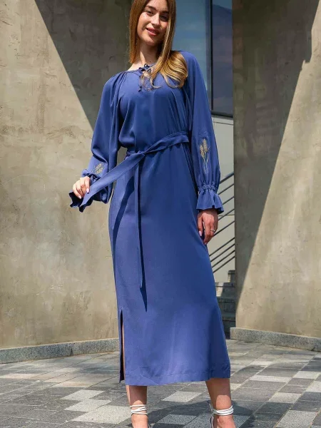 Сукня міді RiMari джинс віскоза/модал