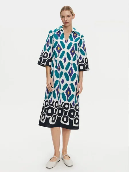 Luisa Spagnoli rochie midi drept alb