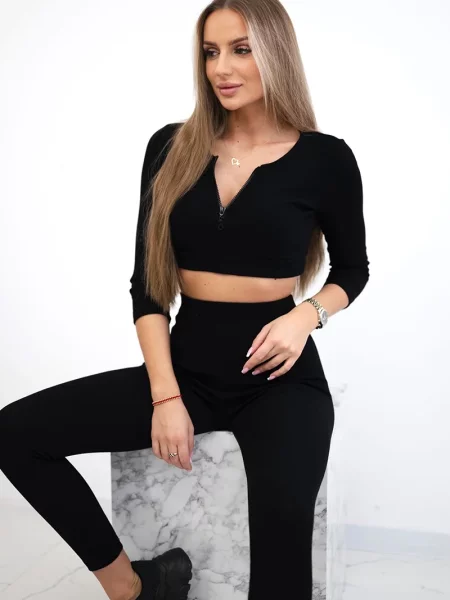 Подрязан топ Kesi черно