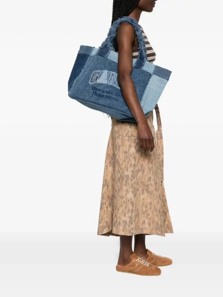 Geantă shopper Ganni albastru