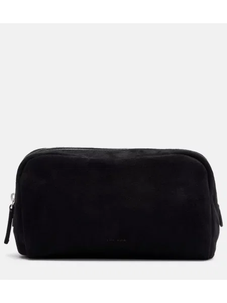 Geantă de mână The Row din piele de căprioară negru