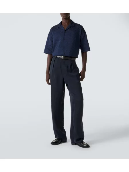 Pantaloni Giorgio Armani din satin albastru