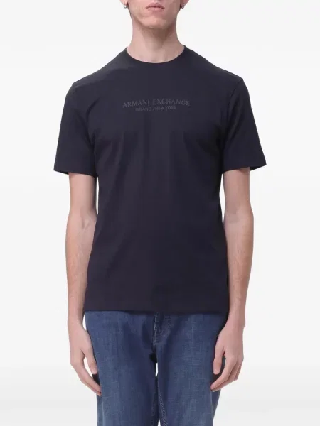 Тениска Armani Exchange с принт синьо