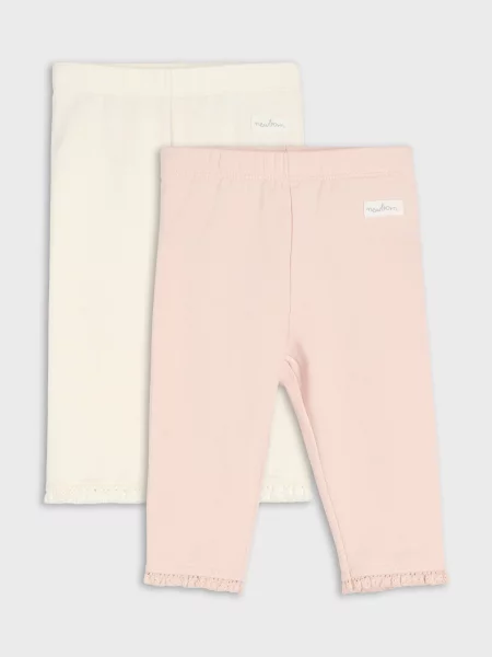 Sinsay legíny s krajkovým zakončením 2 pack krémová