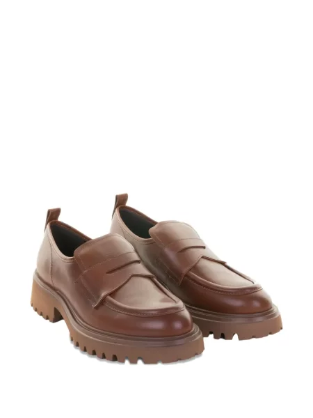 Pantofi loafer Guglielmo Rotta din piele cu bretele maro
