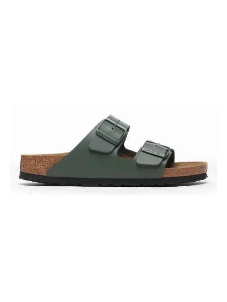Birkenstock papuci de piele Arizona bărbați verde kaki