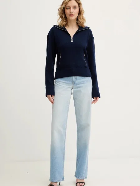 Victoria Beckham sweter wełniany granatowy