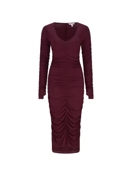 Rochie midi Liz Skorsis cu volane roșu
