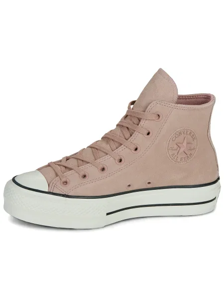 Pantofi Converse din piele de căprioară cu platformă roz