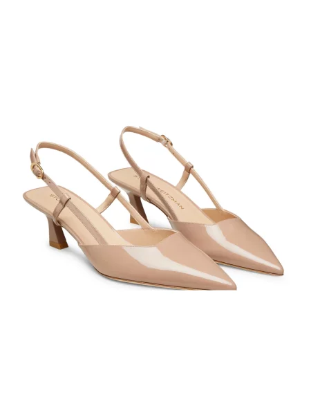 Czółenka Stuart Weitzman z otwartą piętą beżowa