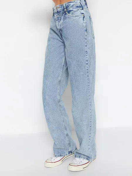 Широкие джинсы Trendyol голубые