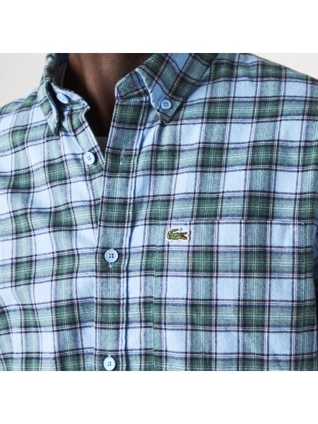 Lacoste Koszula W Kratę Regular Fit niebieska
