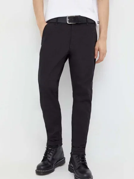Kalhoty G-Star Raw šedá ve střihu chinos černé