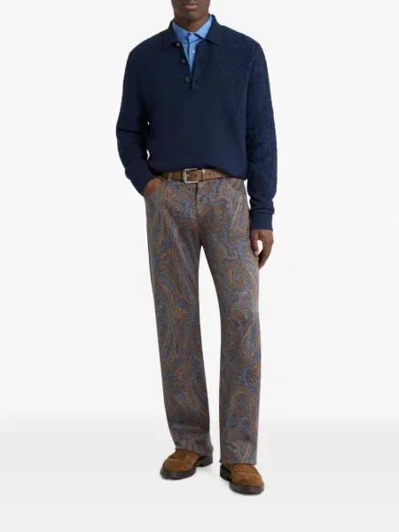 Μάλλινο polo Etro paisley μπλε