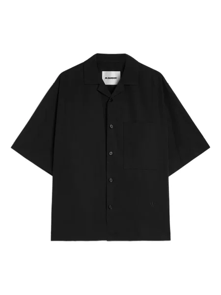 Cămașă Jil Sander din poplin negru