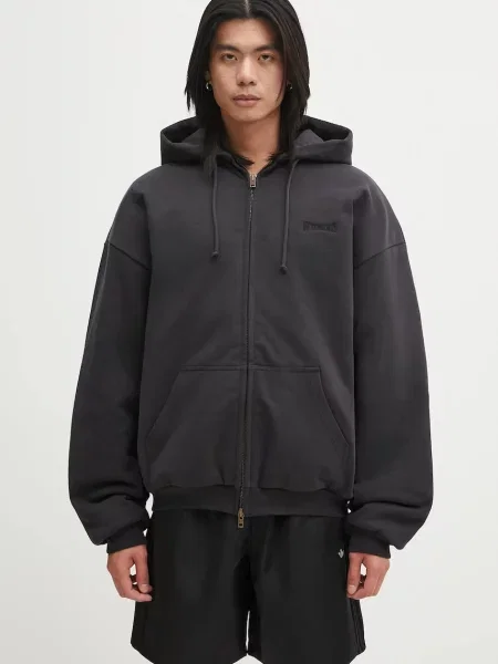 VETEMENTS bluza Puffed Oversized Zip-Up z kapturem gładka czarny