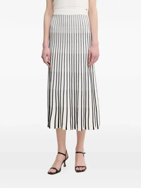 Fustă midi Gaudi cu dungi până la genunchi alb
