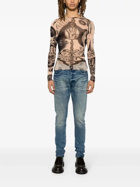 Jeansy Purple Brand z niską talią niebieskie