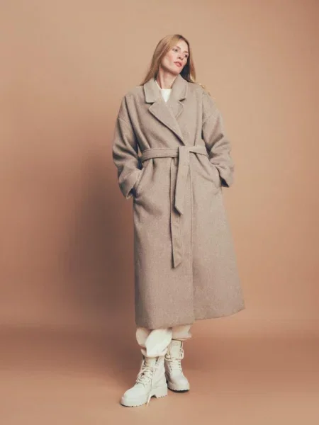 Пальто DIVERSE беж/меланж віскоза/поліестер