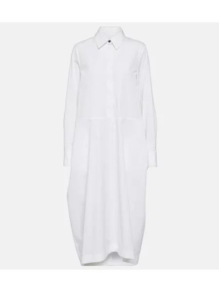 Rochie tip cămașă Jil Sander din poplin de costum alb