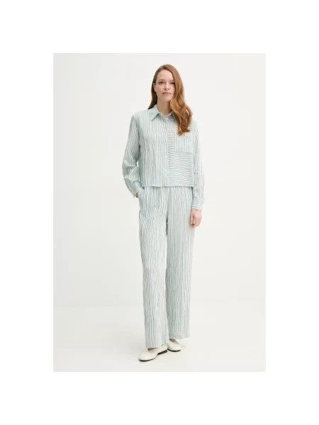 Marc O'Polo spodnie proste high waist niebieski