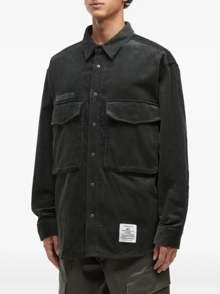 Cămașă Alpha Industries de catifea cord verde