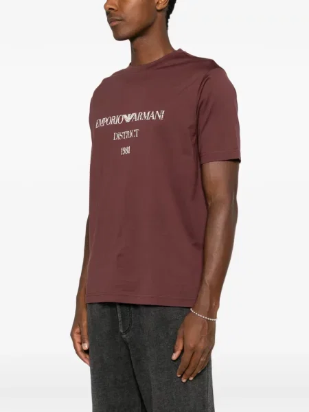 Къс тениска Emporio Armani с принт червено