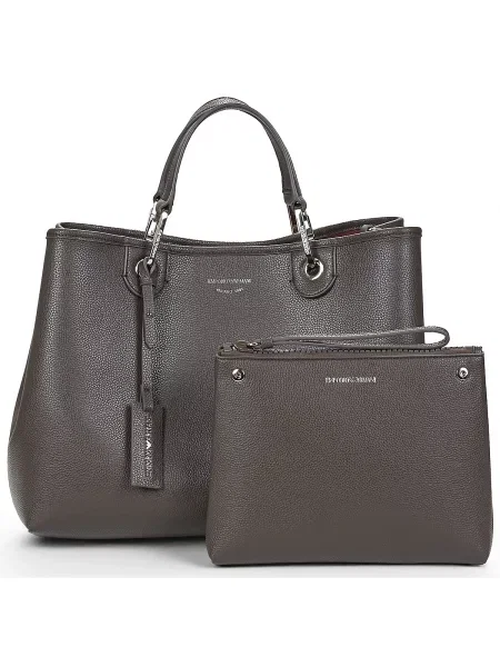 Shopper kabelka Emporio Armani z ekologickej kože hnedá