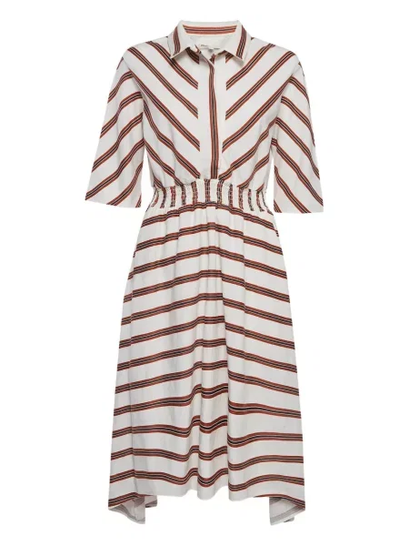 Rochie midi Maje cu dungi până la genunchi de costum alb