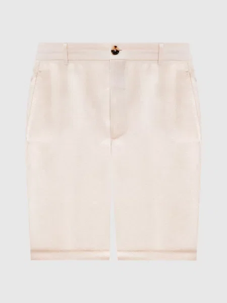 Шорти з льону шовку та вовни у візерунок Brunello Cucinelli білі