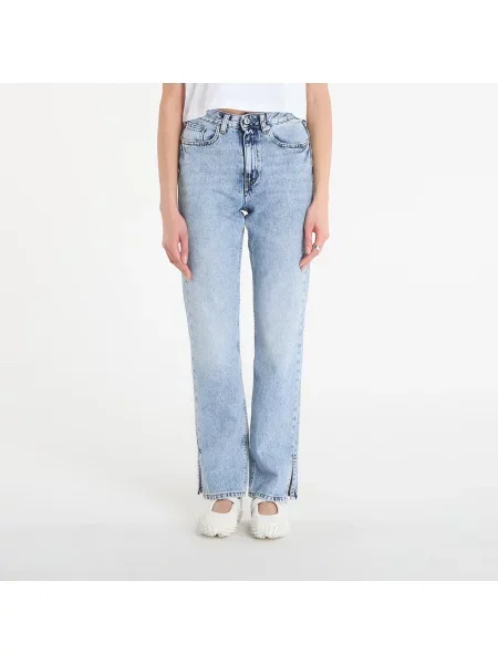 Džíny Karl Lagerfeld Jeans Hr Straight Jeans W/ Slit Visual Acid Mid Blue modré
