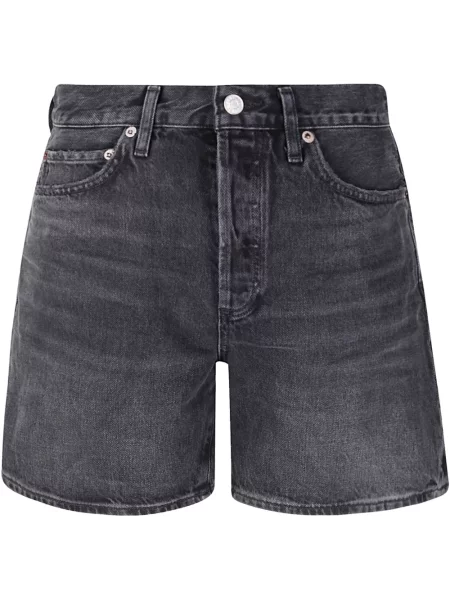 Pantaloni scurți din denim Agolde cu talie înaltă gri