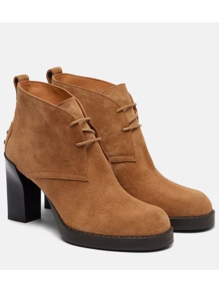 Cizme scurte Tod's din piele de căprioară bej