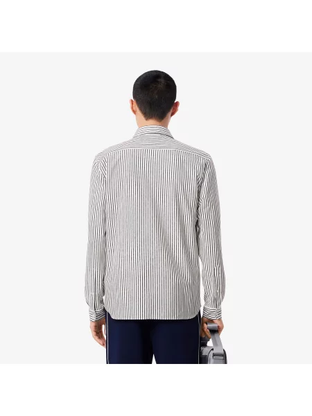 Lacoste Koszula W Paski Regular Fit biała