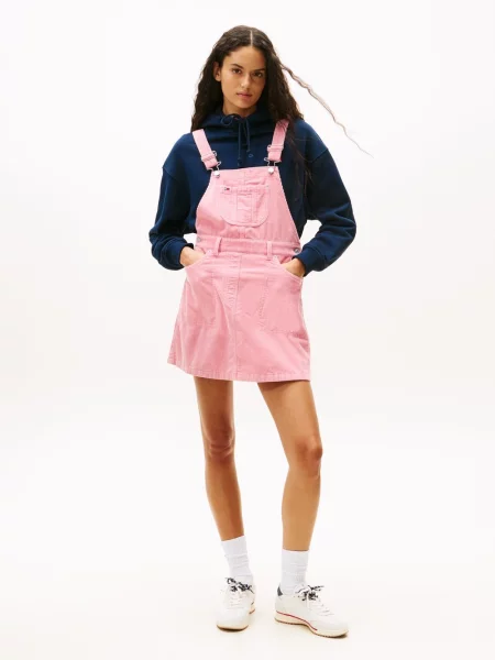 Tommy Jeans sukienka na co dzień Kobiety wypukły wzór tkaniny S różowy