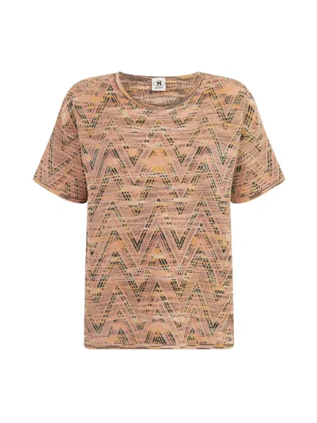 Wielobarwność koszulka M Missoni wełniana z nadrukiem beżowa