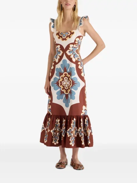 Rochie La Doublej fără toc stretch maro